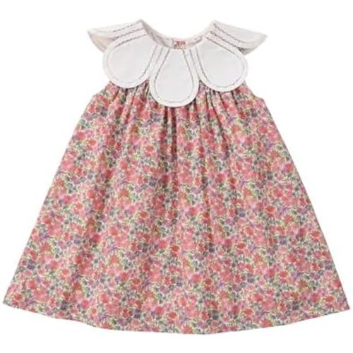 Twoflower Toddler Baby Girl Casual Cotton Dress with Flower Shaped Collar by Handmade