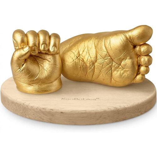 KeaBabies Baby Casting Kit Hands and Feet Mold - 3D Newborn Hand Casting Kit & Stylish Wood Base, Easy DIY Infant Foot Molds 0-9 Months, First Christmas & Baby Keepsake Shower Gifts (Oval, Ash Wood)