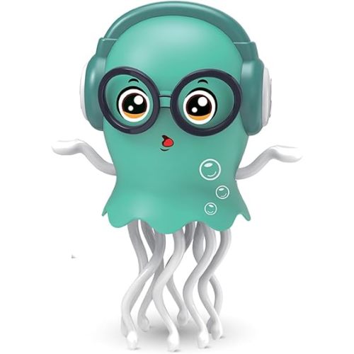 Dancing Octopus Toy,Smart Tentacle Explorer,Crawling Dancing Automatic Obstacle Sensor Toys,Electric Crawling Octopus with LED Lights & Music (Green Jellyfish)