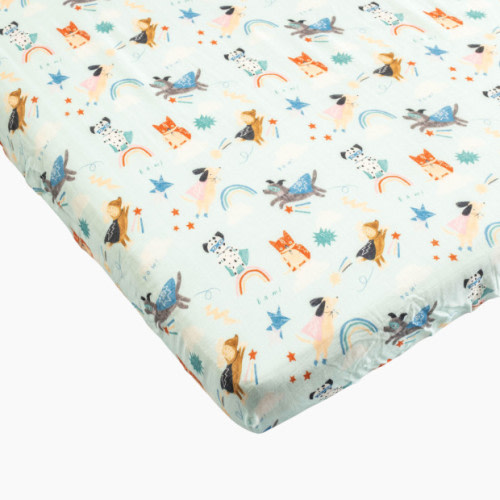 Loulou Lollipop Cotton & Bamboo Fitted Crib Sheet - Superhero Dog