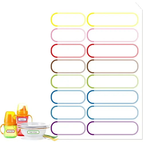 128 Pcs Waterproof Daycare Labels – Reusable Baby Bottle Name Labels, Kids School Name Stickers for Lunch Boxes, Water Bottles & Supplies