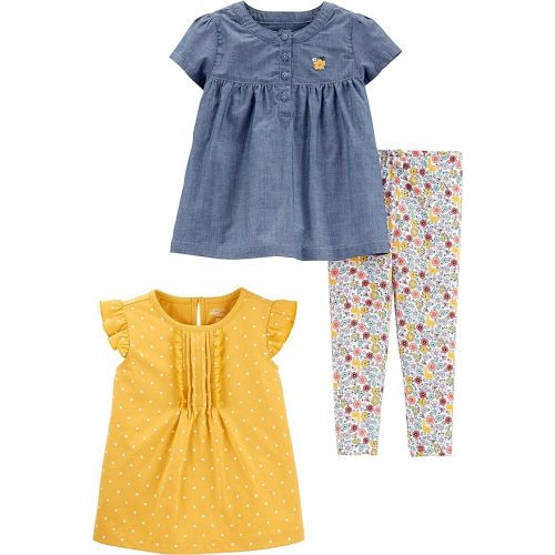 Simple Joys by Carter's baby-girls 3-piece Playwear Set - 12 Months - Denim/Mustard Yellow/White Floral