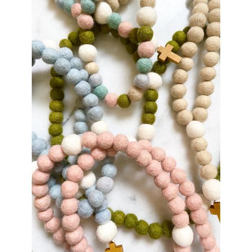 Wall Decor Rosary - Children’s and Baby’s Nursery Room Rosary Wall Decoration - 100% Wool Felt Rosary - Cute Little Kid Room Catholic Rosary