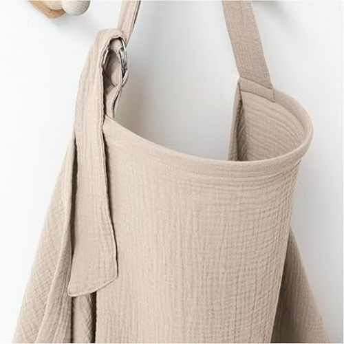 Muslin Nursing Covers for Breastfeeding, Privacy Breast Feeding Cover with Arch Neckline for Mom and Baby, Breathable 100% Cotton Nursing Apron Multi-use Stroller Cover