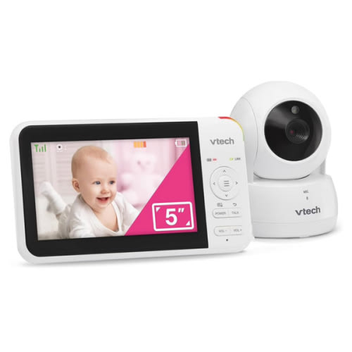 VTech VM924 Remote Pan-Tilt-Zoom Video Baby Monitor, 5" LCD Screen, Up to 17 Hrs Video Streaming, Night Vision, Up to 1000ft Range, Soothing Sounds, 2-Way Talk, Temperature Sensor,Secured Transmission