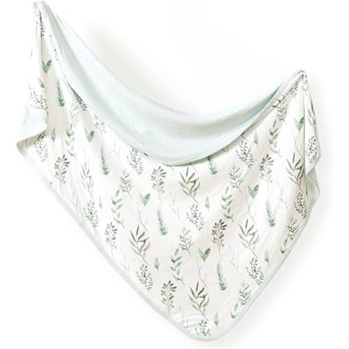 GRSSDER Baby Blankets Super Soft Jersey Knit Swaddle Blanket for Baby Girls and Boys, Double Layer Receiving Blankets 34 x 44 Inches Extra Large for Baby Show Gift, Grass Pattern