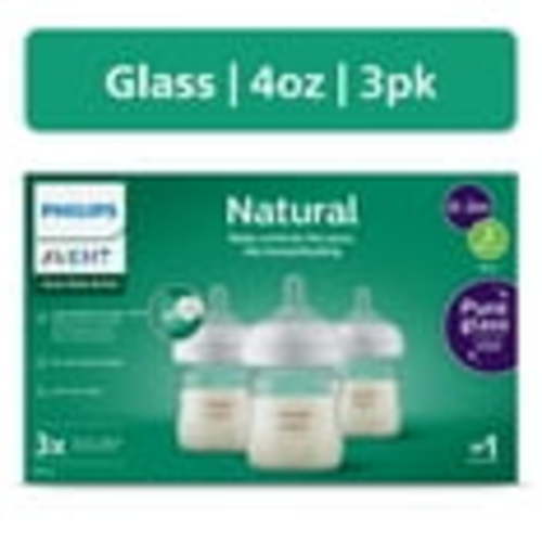 Avent Anti-Colic 3-Pack Natural Glass Baby Bottle, Wide Neck, 4 oz. - White/Multi
