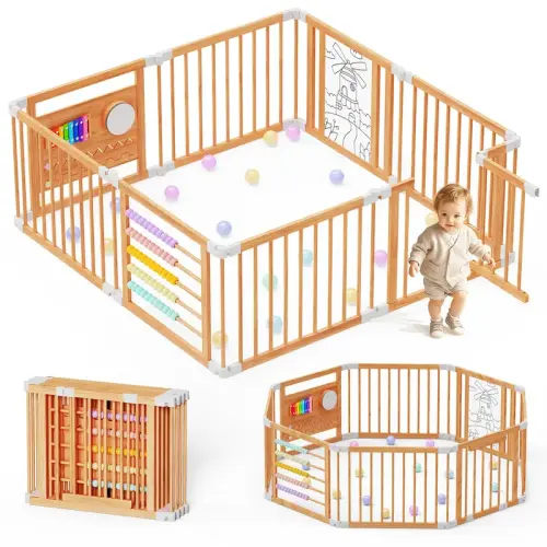 Naudacaa Baby Playpen & Safety Gate, 6/8/10 Panels Foldable - TikTok Shop