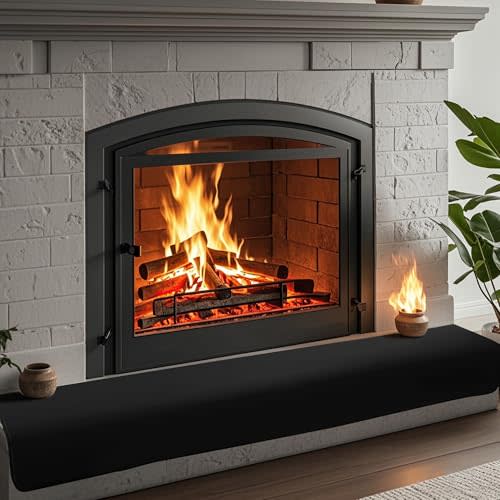 BALAPET Thick Memory Foam Fireplace Baby Proofing, 90.5x14 in Soft Fireplace Cover Hearth Cushion Baby Proof, Velvet Protectors for Children Proofing, Edge Protector(Black,14x90.5in)