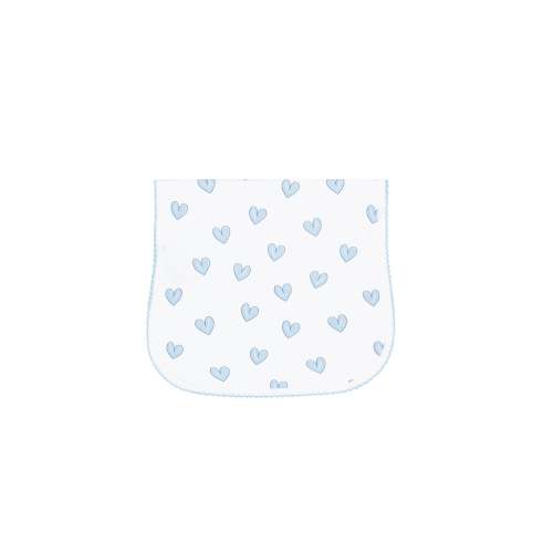 Blue Heart Print Burp Cloth