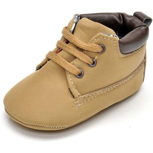 Enteer Infant Boys High-top Sneaker Brown Baby Shoes