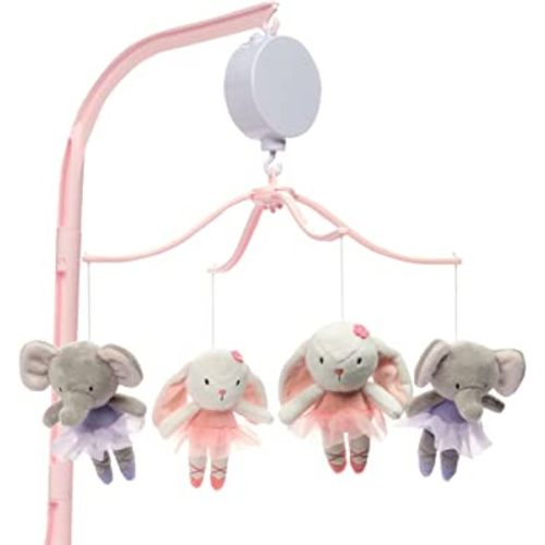 Bedtime Originals Tiny Dancer Musical Baby Crib Mobile - Pink, Animals, Elephant