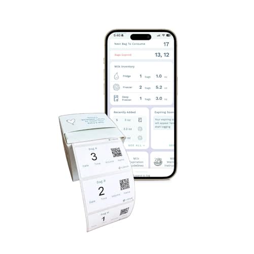 Smart Milk Bag Labels - Milk Expiration, Inventory and Storage Tracking, Caregiver Access to Breastmilk Details with QR Code - Consecutively Numbered Self-Adhesive Labels