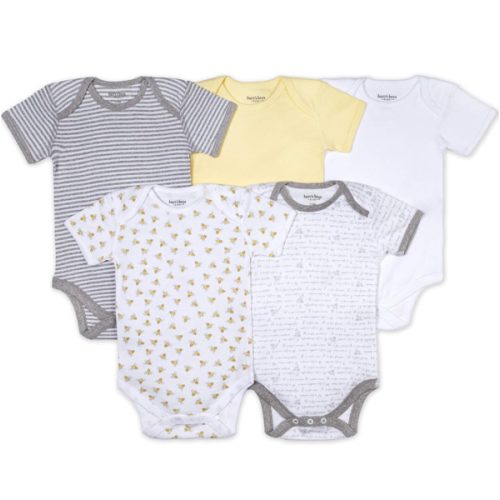 Burt's Bees Baby Unisex Baby Bodysuits, 5-pack Short & Long Sleeve One-pieces, 100% Organic Cotton Bodysuit