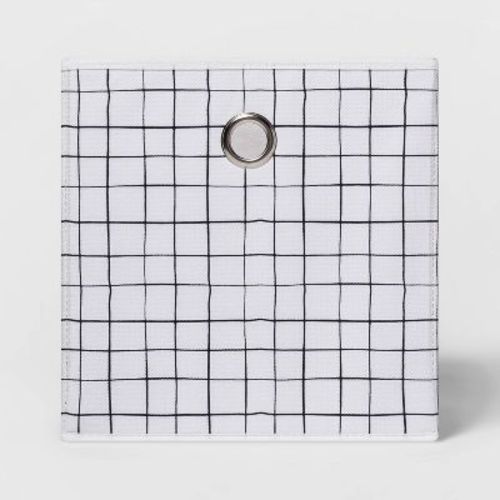 11" Fabric Cube Storage Bin Black Pattern - Room Essentials™: Square, Folds Flat, 11 Inch System Compatible