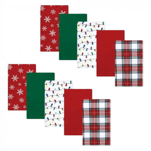 Hudson Baby Unisex Baby Cotton Flannel Burp Cloths, White Tartan, One Size