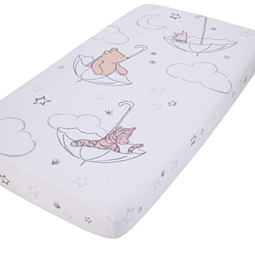 Disney Winnie The Pooh - Classic Pooh - Ivory, Tan & White Photo Op Fitted Crib Sheet, Tan, White, Grey , 28x52x8 Inch (Pack of 1)