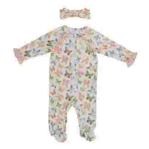 Milkberry Bamboo Pajamas Coverall for Baby Girls Footed Sleep Bodysuit for Infants Size 0-3 Months Butterfly Dreams