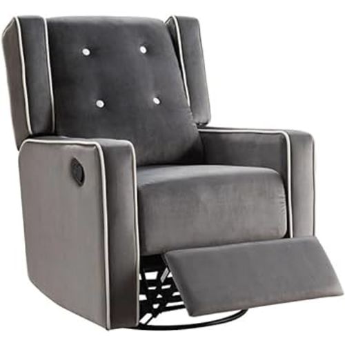 Bond with Your Baby, Relax in Style with Odelia 360° Swivel Glider Rocker Recliner, Nursery Breastfeeding Maternity Chair with Plush Cushioning, Soothing Rocking Motion, Microfiber Fabric - Gray