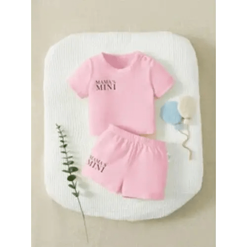 SHEIN Newborn Baby Letter Graphic Tee & Shorts