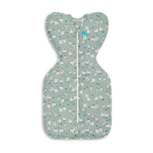 Love to Dream Swaddle UP, Baby Sleep Sack, Self-Soothing Swaddles for Newborns, Improves Sleep, Snug Fit Helps Calm Startle Reflex, New Born Essentials for Baby, 1.0 TOG, 5-8.5 lbs, Chicken Run Olive