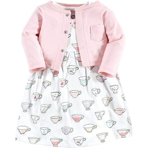 Hudson Baby Baby Girls' Cotton Dress and Cardigan Set