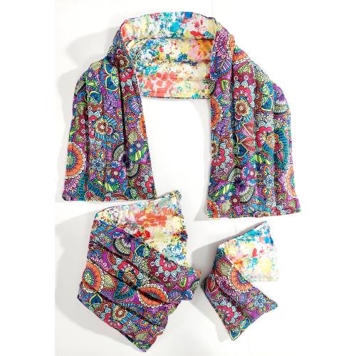Rice-flax seed therapeutic heating/cooling neck wrap, eye bag, rice bag, heat pad, cold pack, doula, flowers, bohemian