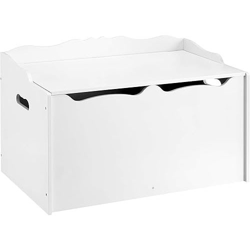 Amazon Basics Kids Toy Box, Wooden Organizer Storage Chest,White, 30" x 18" x 19"
