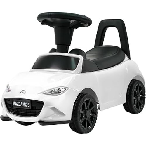 Kids Push Car for Toddlers, Licensed Mazda Toddler Car, Ride on Toy with Horn, Music, Lights, Under Seat Storage- White