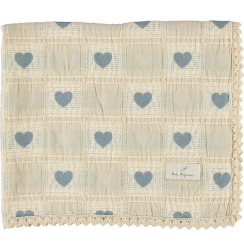Heart Blanket, Heart Blue Patchwork - Bebe Organic | Maisonette