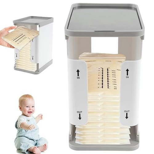 NUAHRHY Breastmilk Freezer Organizer 1700ml Breast Milk Storage Organizer Reusable Breast Milk Storage Tower First in First Out Breastmilk Bag Organizer for Freezing Breastmilk 8.07*6.49*4.72in