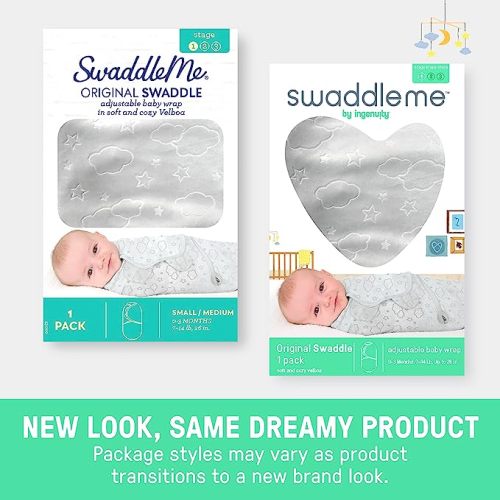 SwaddleMe by Ingenuity Original Swaddle - Size Small/Medium, 0-3 Months, 3-Pack (Starry Night)