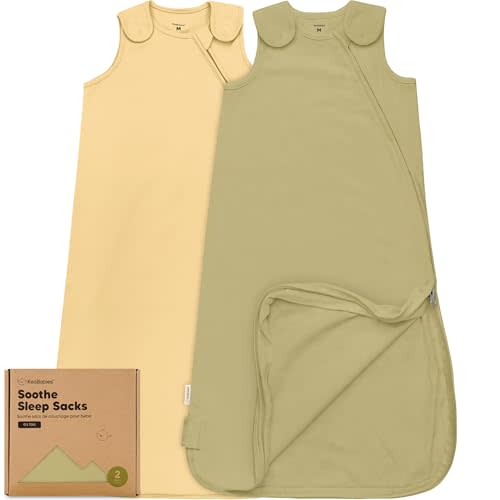 2-Pack Organic Baby Sleep Sacks, 100% Cotton - Soft & Breathable 0.5TOG Baby Wearable Blanket, Toddler Sleeping Sack 6-18 Months, Easy to Wear Transitional Swaddles for Newborns, Infants (Avocado, M)