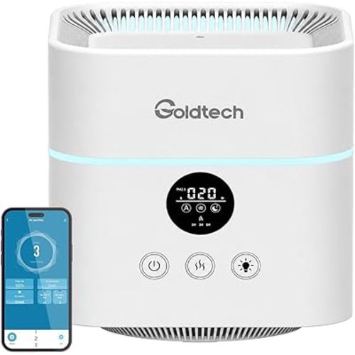 Air Purifier and Humidifier Combo for Bedroom Up to 200Ft²,H13 True HEPA Filter Desk Air Purifiers with Smart WiFi,500ML Water Tank,LED Light,Small Air Purifier for Bedroom,Office