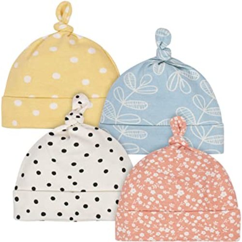 Grow by Gerber Baby Girls 4-Pack Caps