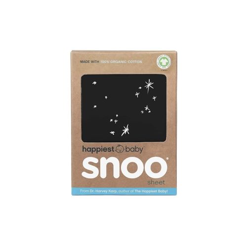 Happiest Baby SNOO Bassinet Fitted Sheet - 100% Organic Cotton Nursery Bedding - Fits SNOO Sleeper Crib Mattress (Black Galaxy)