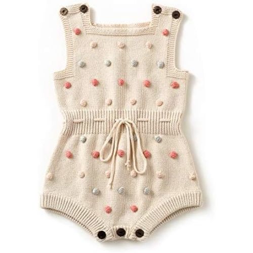 Simplee kids Baby Girl Kint Romper Fall Sleeveless Pompoms Rompers Newborn Little Girl Overall Jumpsuit Outfits