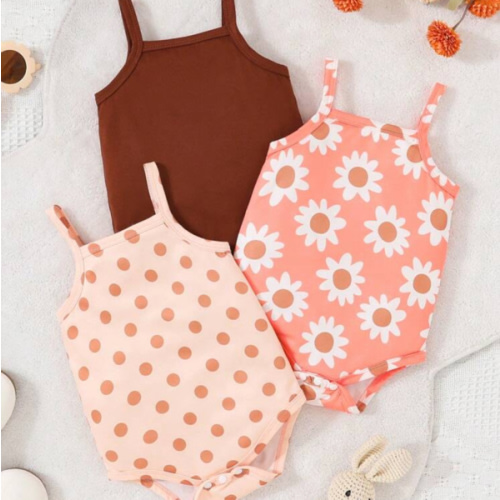 Baby Girl's Spring 3pcs Outfit - Floral Print Sleeveless Bodysuit With Cap Sleeves | SHEIN USA