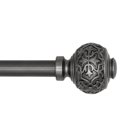 Mainstays 3/4" Aged Silver Kennley Knob Adjustable Single Curtain Rod Set, 30-84"