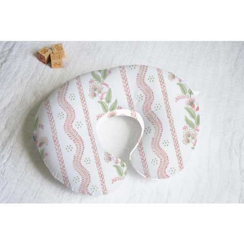 Floral Stripe Pink Pillow Cover With Personalization Option