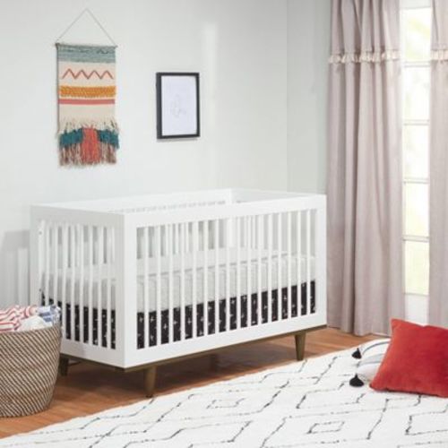 DaVinci Marley 3-in-1 Convertible Crib - White Finish and Natural Legs
