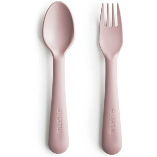 mushie Flatware Fork and Spoon Set for Kids | Made in Denmark (Blush) - (Blush) Fork/Spoon