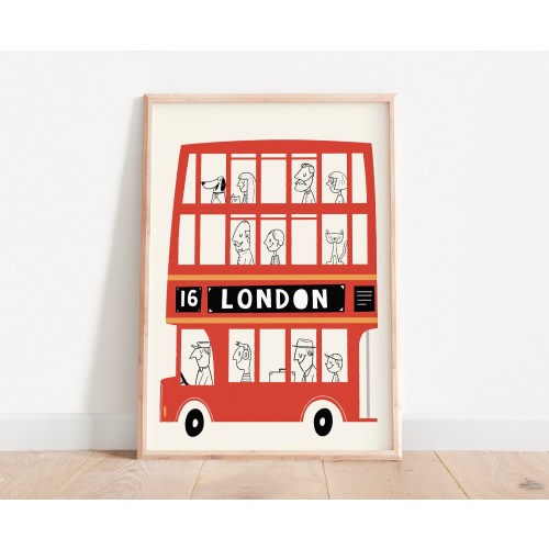 London print, London bus, London wall art, Nursery London, Cute art print, Nursery wall decor, London wall decor, Kids room art, Nursery bus