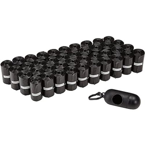 Amazon Basics Dog Poop Bags with Dispenser, 600 Count, Enhanced for Guaranteed Leakproof, Unscented, Includes Leash Clip