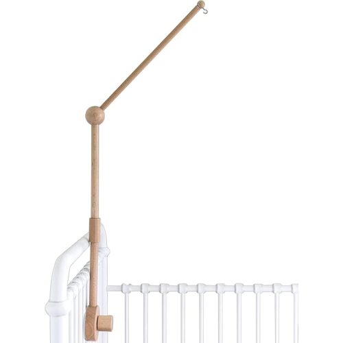 Crib Mobile Arm - Wooden Baby Mobile Hanger for Crib (31 inch, 100% Natural Beech Wood) - Mobile Holder for Crib Strong Anti Slip Attachment - Mobile Stand for Crib Nursery Décor
