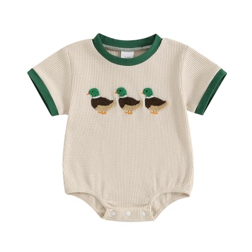 Infant Baby Boy Girl Mallard Duck Romper Short Sleeve Animal Duck One Piece Bodysuit Tops Hunting Baby Clothes