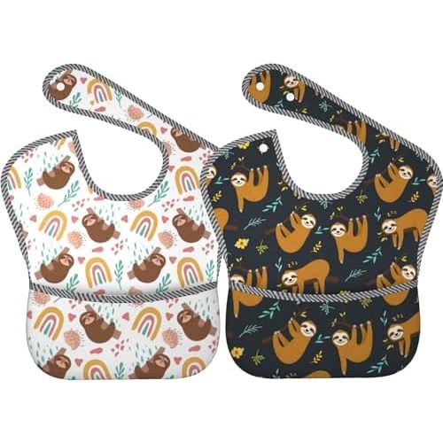 Bibs Cute Baby Stuff 2Packs for 6-24 Months Waterproof Washable Fabric