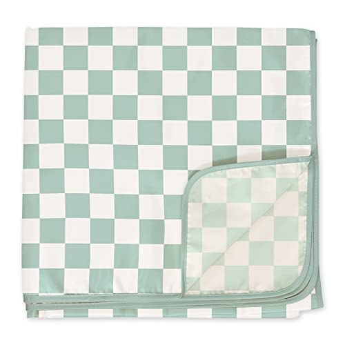 Tiny Twinkle Mess-Proof Splat Mats for Under high Chairs or Table Cover Art Projects for Baby and Toddler - Waterproof, Washable Floor or Table Splash mat 51" x 51" (Sage Checkers)