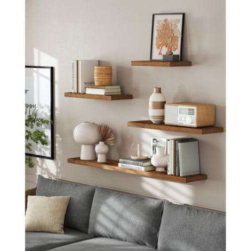 Wall Shelves Set of 3, Floating Shelves, Wall Mounted, Display Shelves for Picture Frames, Wall Decor, Hanging Shelf for Living Room, Kitchen