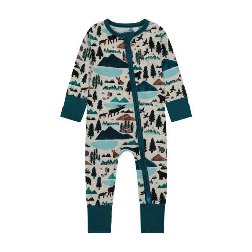 Bamboo One Piece Zip Pajama - Into the Wild 6-12m